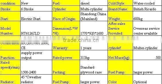 230kw Water Cooled Diesel Engine R6126ZLD made in China