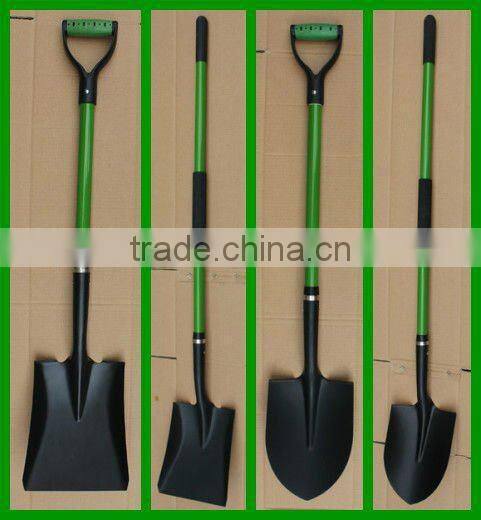 S6657 steel round shovel with fiberglass handle