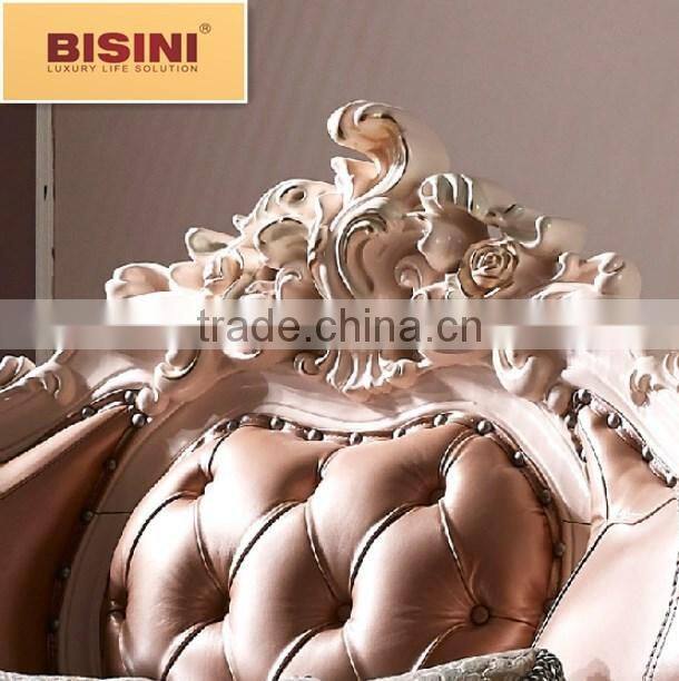 Bisini French Palace Solid Wooden Handcarved Genuine Leather sofa set
