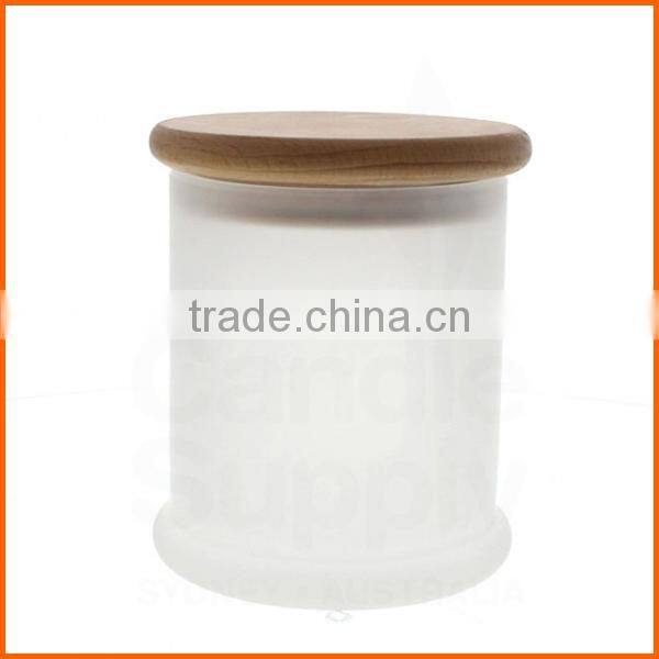 Candle jars wholesale frosted with wooden lid