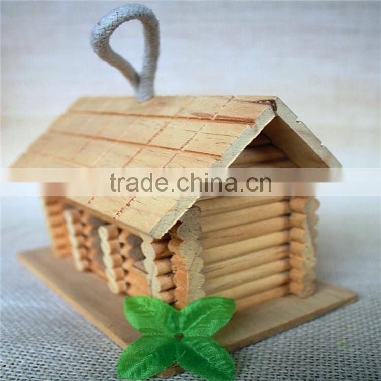 Wood carved bird houses miniature wood crafts houses wooden houses with three window