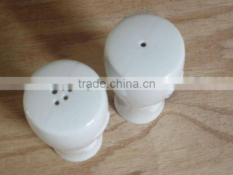 wholesale custom logo ceramic porcelain white salt and pepper shaker cruet set