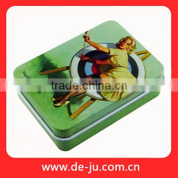 Hand Square Box Heart Printing Lovely Tin Box For Candy