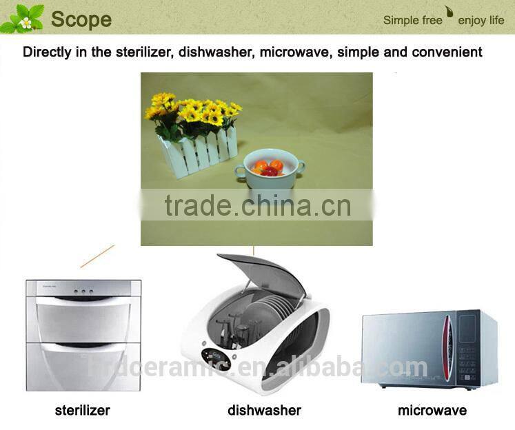 wholesale stocked round with two handle ceramic soup bowl