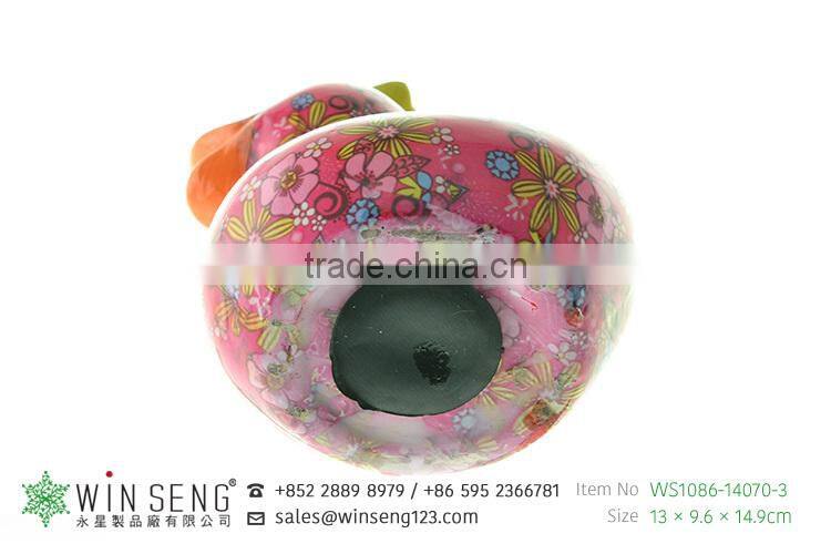 cheap coin box lovely design flower patterns duck shaped ceramic animal piggy bank