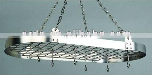 Satin Nickel Oval Pot Rack, Includes 12 Hooks