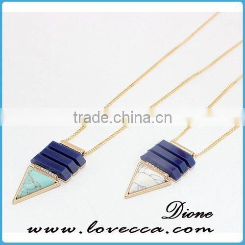 Wholesale synthetic gemstone tassel necklace with long gold druzy chain