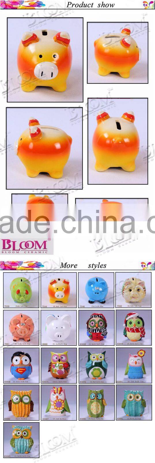 High quality custom ceramic pig shape money bank