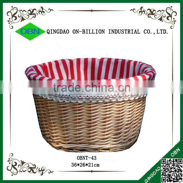 Lined woven bicycle wicker basket bicycle