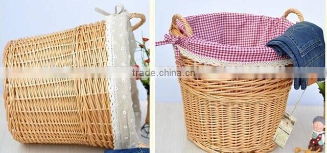 Hot sell large colored wicker recycle laundry basket with handles