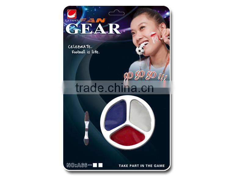 2016 Euro Cup factory supply good quality 3 colors round face paint for football fans