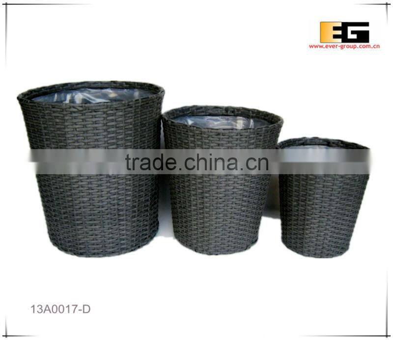 Round PE/Plastic rattan with liner deco basket