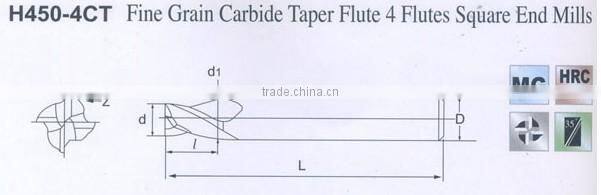 Fine Grain Carbide Taper Flute 4Flutes Square End Mills