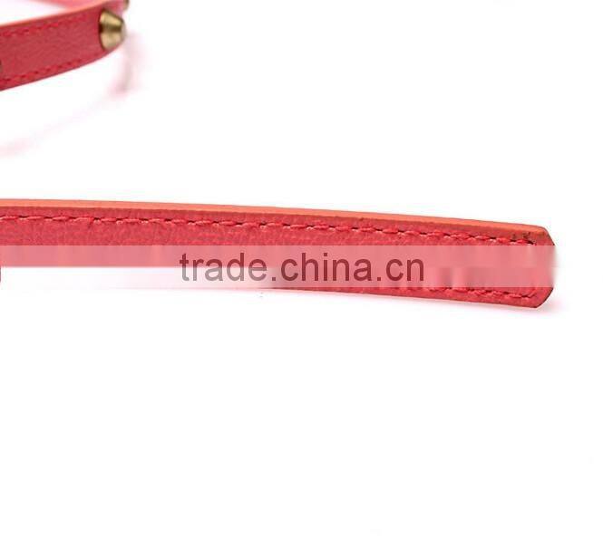 Fashion rivets decorated pin buckle sex girl thin pink PU waist belt