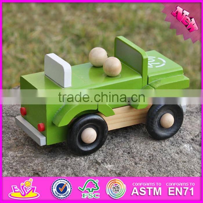 2016 new design funny children wooden toy jeep car W04A326