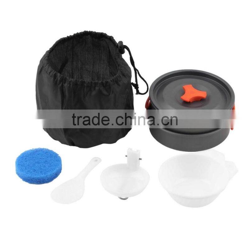 8pcs Outdoor Camping Hiking Non-stick Cookware Set Backpacking Cooking Picnic Bowl Pot Pan Set Stainless Steel Cookware