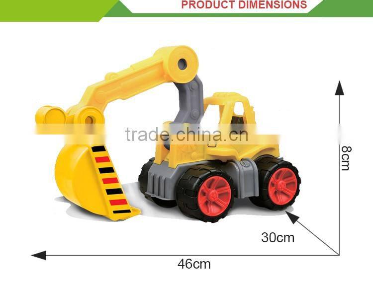 Newest product large plastic trucks sliding diecast excavator model