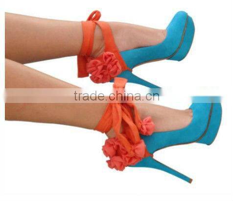SC010 2013 Fashion orange handmade ladies heel shoe covers with flower