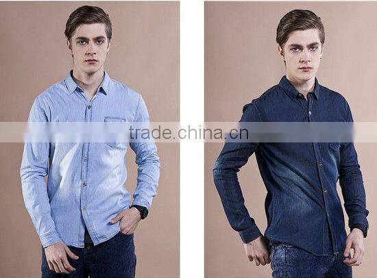 Long sleeve men denim shirt casual man shirts MOQ 5PCS