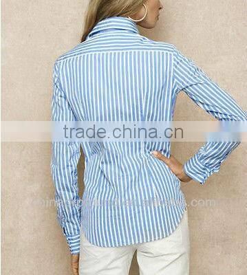 Office lady shirt formal long sleeve stripe women shirt 2016