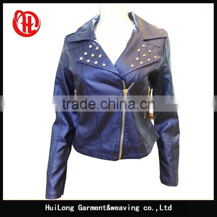 2017 ladies PU short cool motorcycle jacket wholesale