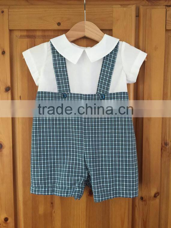 2017 new fashion plaid baby boy onesie clothes 100% cotton kids rompers and playsuit