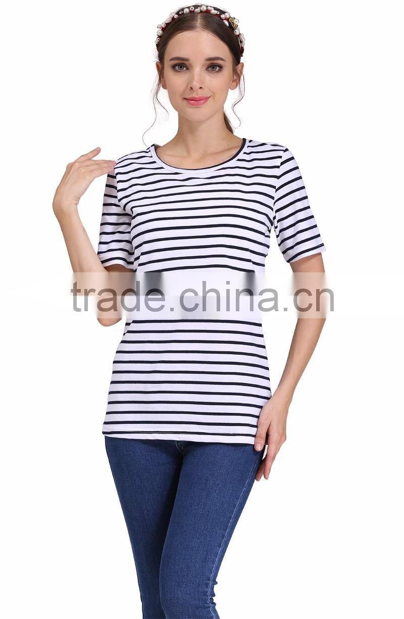 Wild Short Sleeve Nursing Clothes Small Fresh Breastfeeding Clothing Cotton Maternity Mother Outdoor Tops