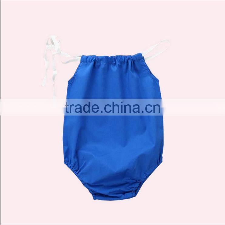 Boutique Style Newborn Baby Clothes Infant Plain Blue Bodysuit Baby Cotton Frocks Designs Toddler Romper