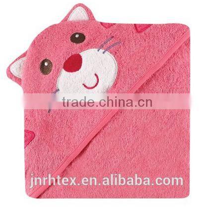 Eco-friendly embroidery designs ring spun cotton terry animal baby bath towel with hood