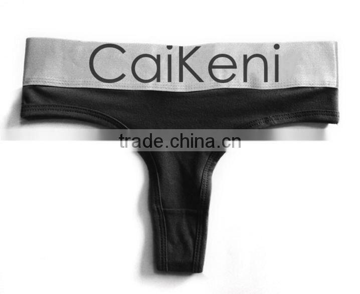 OEM Customized Your Own Brand Logo Design on Elastic Silver Band High Cut G-String Hipster Cotton Lady Boxer Briefs Women Briefs