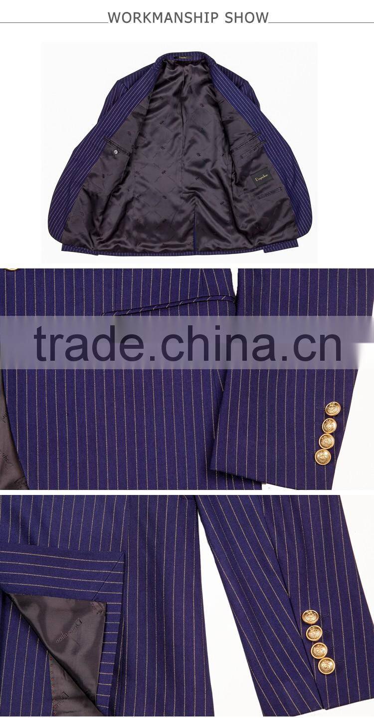 Daynoliao 2016 latest design navy stripe slim fit wholesale 3 pieces men's suits