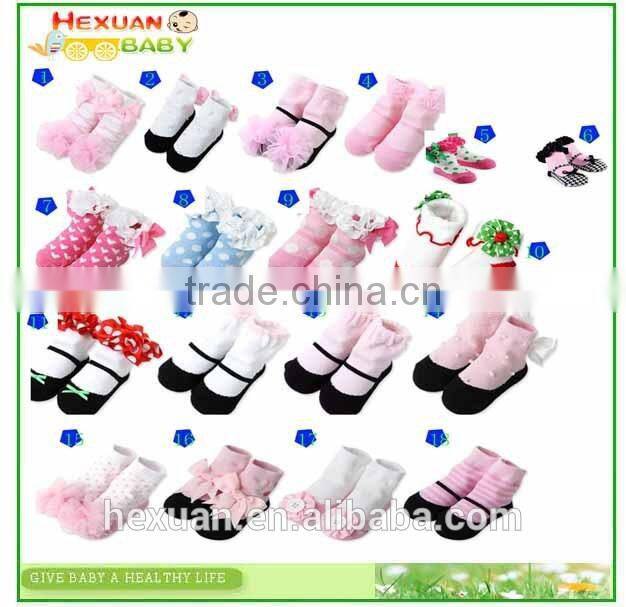 18 designs are in stocked, socks ; 3D carton socks for lovely baby , Newborn Baby Kids Girl Anti-slip Lace Floral Socks