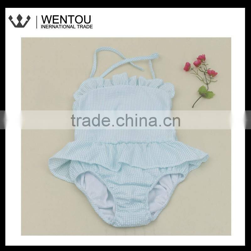 Monogrammed Girls Seersucker Blank Swimsuit