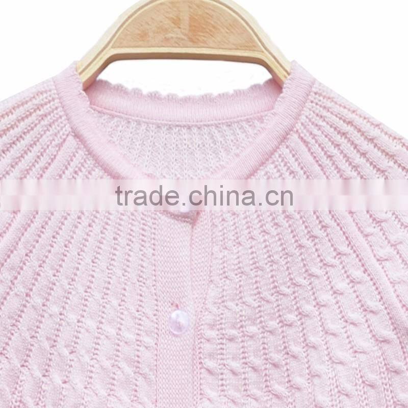 Wholesale Long Sleeves Cable Pattern Round Collar Girl Cardigan sweater