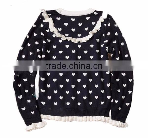 2015 New Design Girl Cardigan Sweater Scallop Trim Children Wear Cardigan