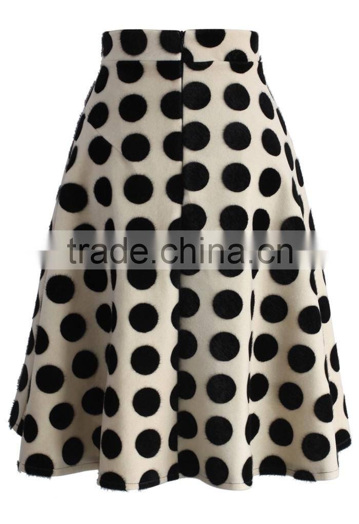 2016 Guangzhou Shandao Custom Logo New Fancy Style Summer Fashionable Polka Dot Ruffle Knee Length Women Umbrella Skirt