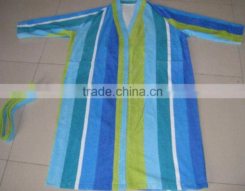 Reactive Print Bath Robe 100% Cotton Velour And Loop Robe