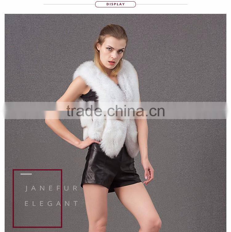 Top quality short vest waistcoat arctic real fox fur coat