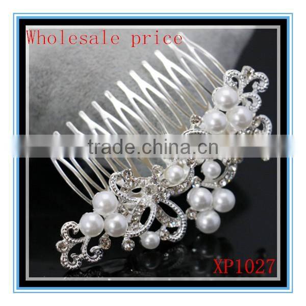 Newest design white pearl and crystal flower wedding bridal claw clip hair accessories comb