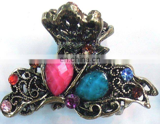 New Arrival Red Crystal Rhinestone Peacock Claw Hairpin