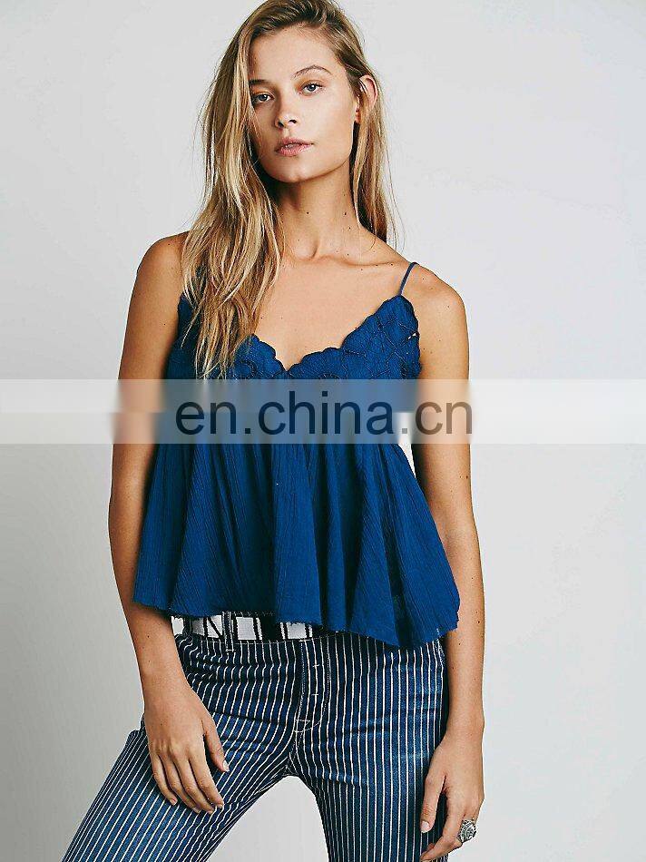 Woman babydoll open bra top design fashion embroidered cami