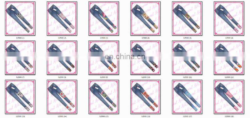 Aidocrystal High quality handmade crystal wholesale clothing fabric china women's colored cotton denim jeans