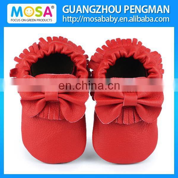 Black Toddler Tassel Genuine Leather Shoes for Baby