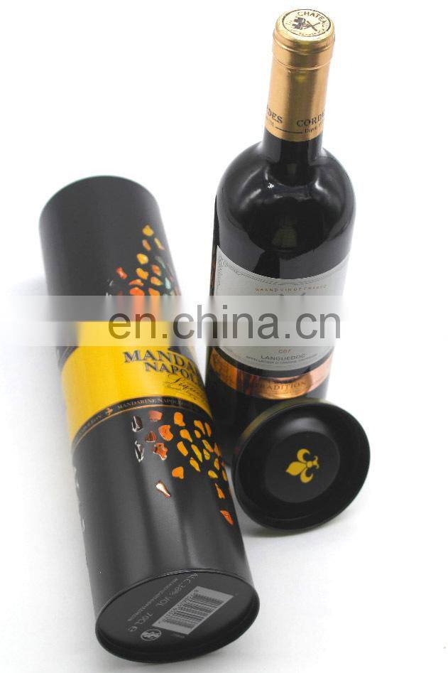 Round metal tin box for wine,tin packing box for gift wholesale