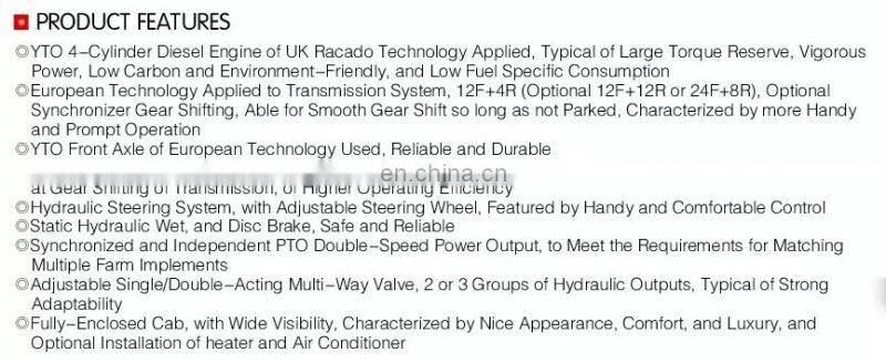 Best quality YTO 754X Agricultural Tractor with Luxury cab