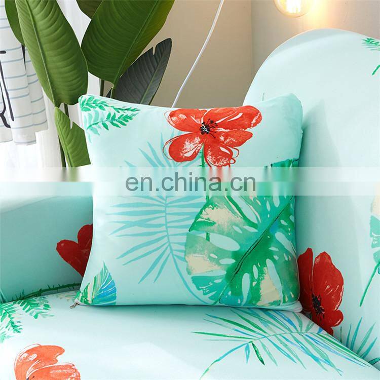 Green Flower Stretch Sofa Slipcover Polyester Spandex Fabric Couch Covers Sofa Furniture Protector (2 Seat)