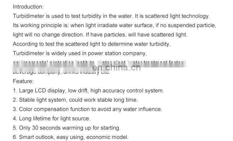 Portable CE approved LH-TB01 for swimming pool turbidness turbidimeter nephelometer turbidity meter