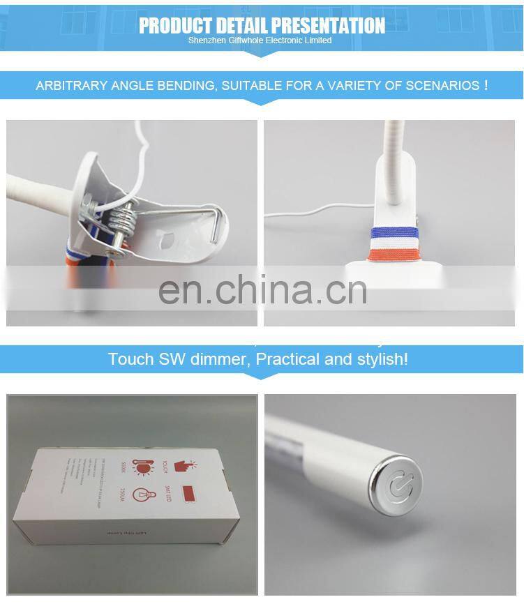 Study Table Clip Clamp Led Desk Lamp book reading lighting with a clip