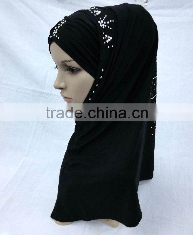 A455 FASHION TWO PIECES HIJAB;MUSLIM TURBAN WITH Czech Rhinstone