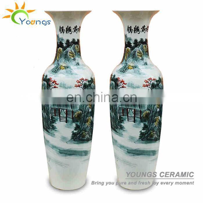 H1.2meter tall hand painted China GuiLin Shanshui design porcelain big vases